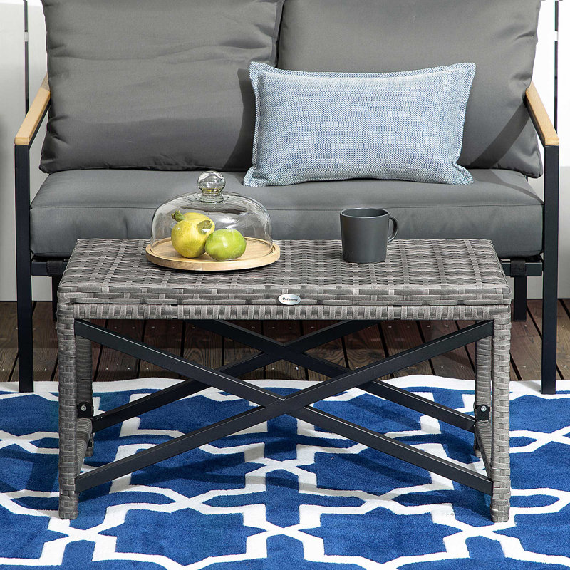 Mickinley Rectangular Metal Outdoor Side Table , 80cm cm W 40cm cm D