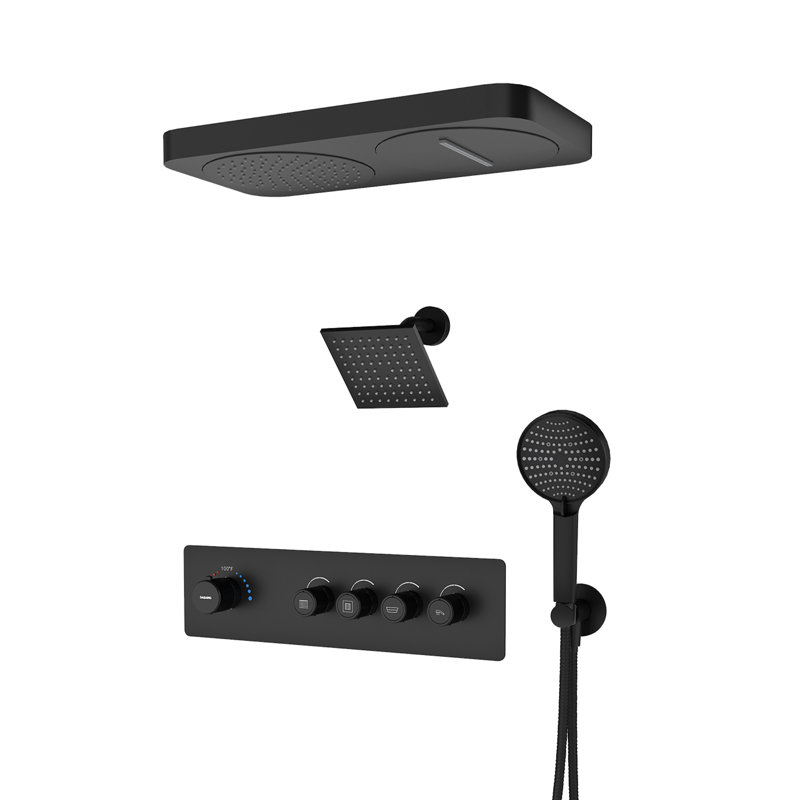 23" & 6" Dual Shower Heads High-Pressure Thermostatic Shower System with and 4-Function Handheld