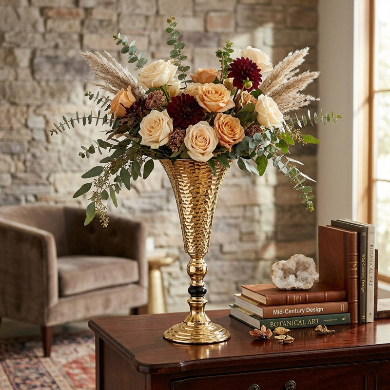 Metal Tabletop Hurricane, 14.6" H x 6.5" W x 6.5" D