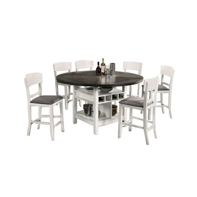Of 2 Counter Height Dining Chairs - White Solid Wood And Gray Fabric Padded Seat For Modern Room , Gray, Wood, Seat, Design Style Look