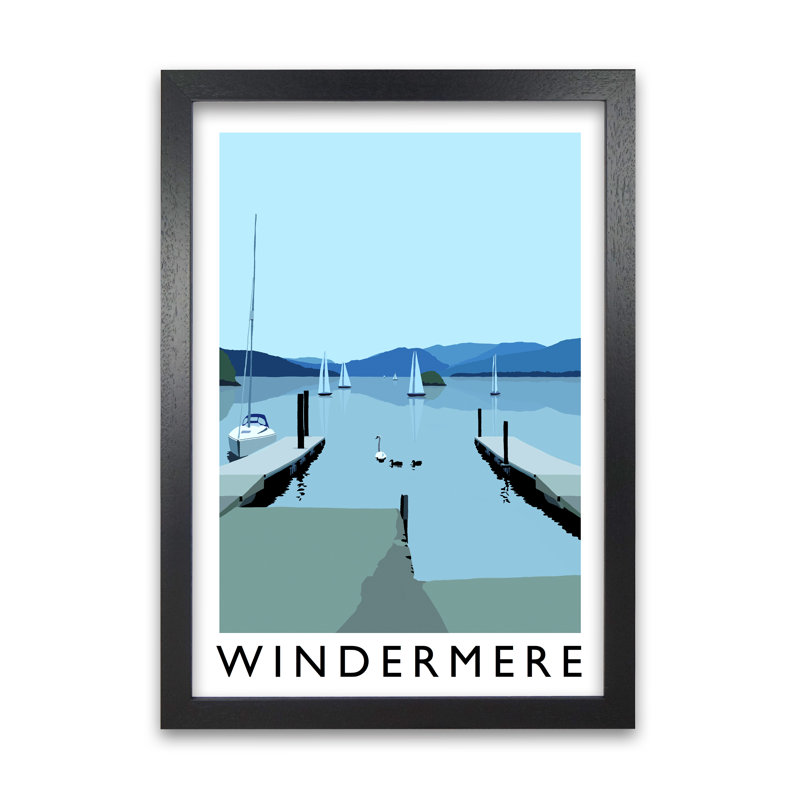 Windermere by Richard O'Neill - Single Picture Frame Rectangle Print, 42 cm H x 297 cm W, Black