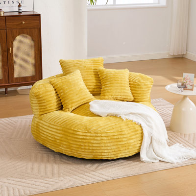 Pouf individuel, canapé-pouf pour adultes et enfants, pouf en velours côtelé avec 3 coussins et accoudoirs, pouf et canapé relax avec rembourrage en mousse pour chambre, salon ou dortoir