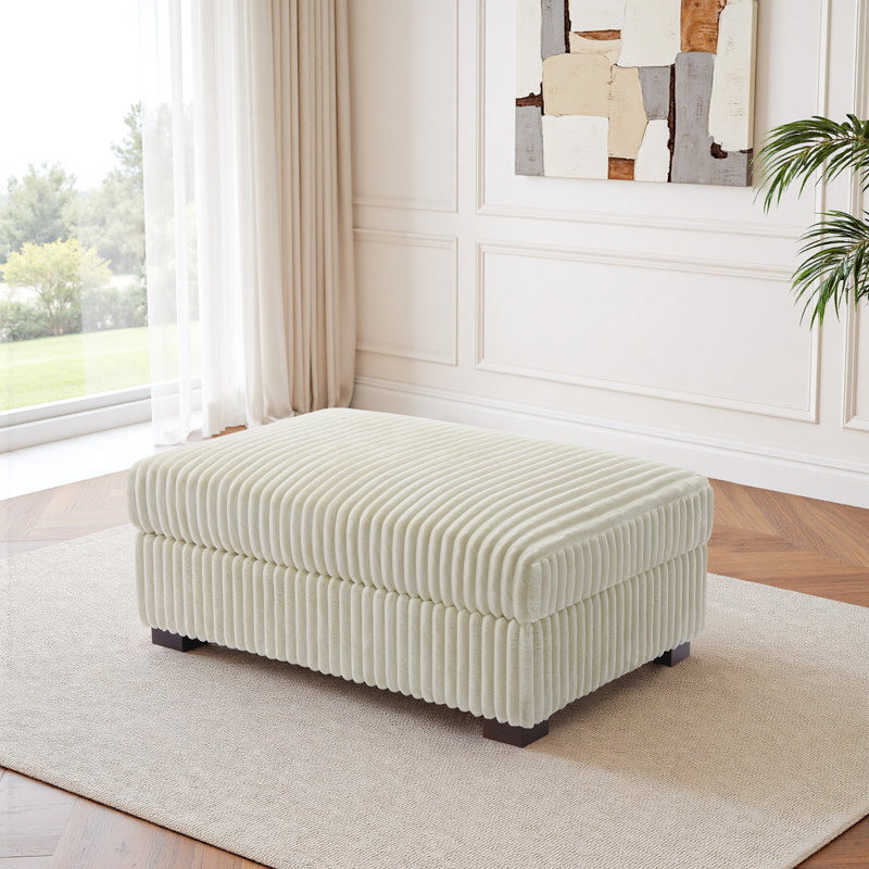 41.75cm Wide Rectangle No Ottoman, White