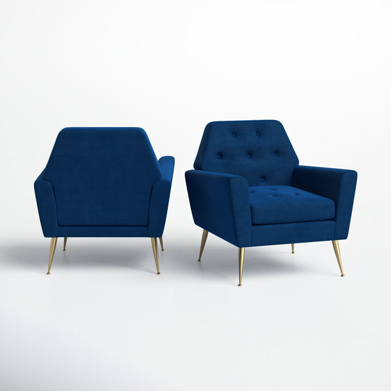 Fauteuil Thaddeus, Velours bleu marine