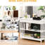 Console Table For Hallway, Extra Storage With Pull-out Drawer & 2 Shelves, White, Modern Slatted Wood Frame Style White Hallway By , Extra-wide And Open Construction, Ornamentation