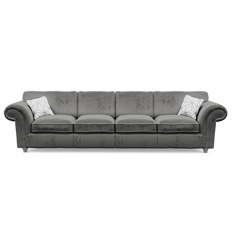 Windsor 4 Seater Velvet Sofa, Steel, Silver