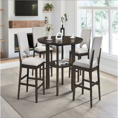 1pc Contemporary Round Counter Height Table with Storage Shelf Dining Furniture