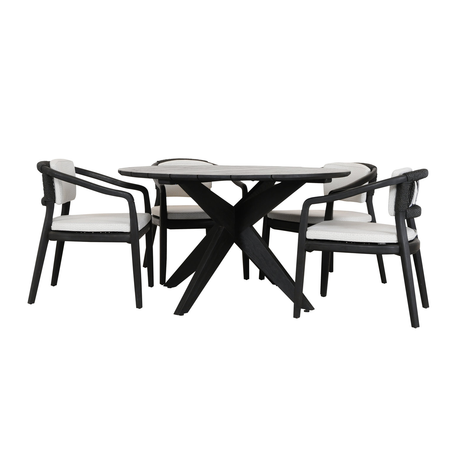 53" Teak Patio Dining Table, Black Matte