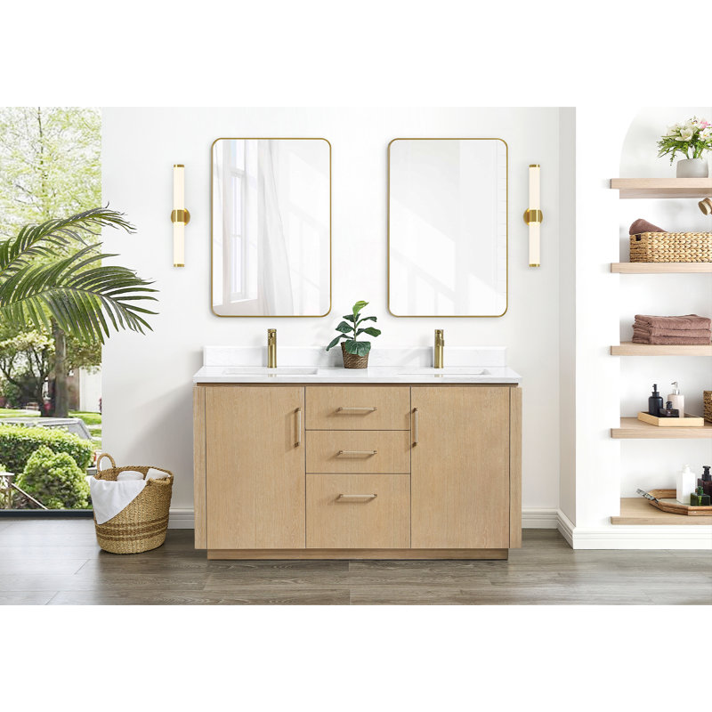 Meuble-lavabo double 60 po Cloverfield, Or, H 91 cm x l 61 cm