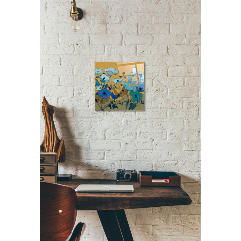 «Birdy Birdy Royal Blue» par Shirley Novak, art mural en verre acrylique
