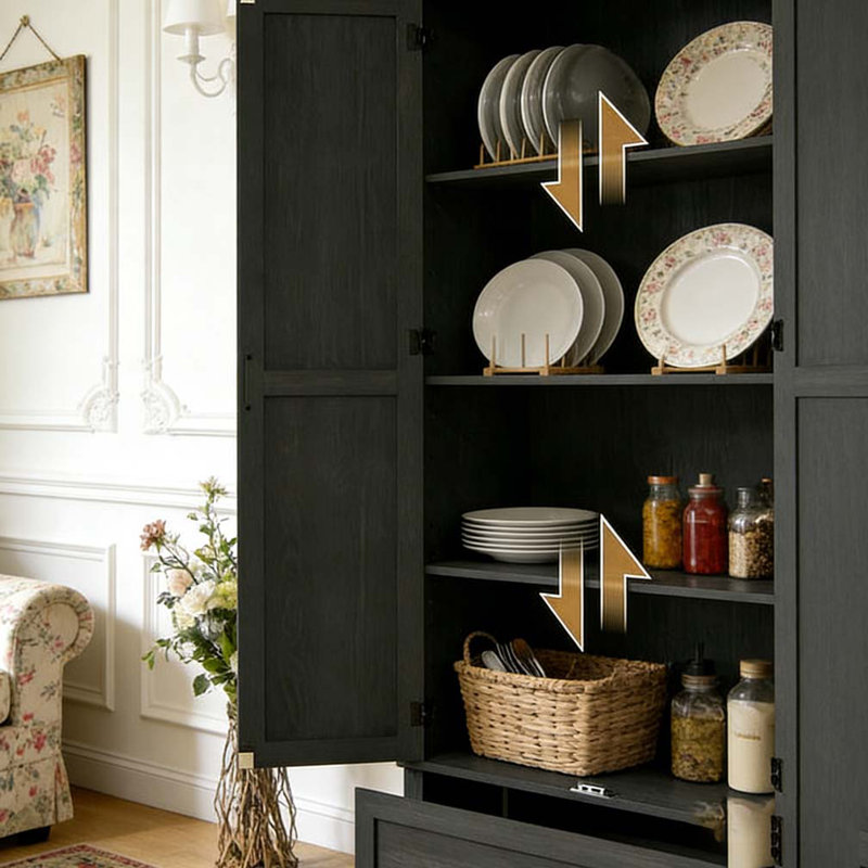 Armoire de cuisine avec portes, tiroir et tablettes réglables