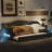Upholstered Twin XL Size Daybed With LED Belt And Trundle, Gray