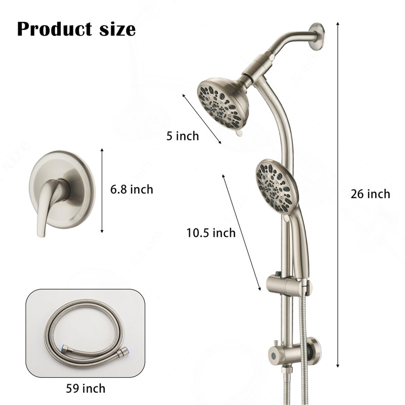 Dual Shower System with Handheld 7-Spray, Brushed Nickel