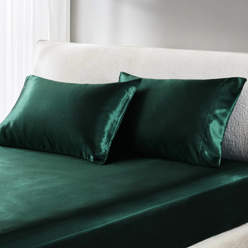 Twin Satin Sheets - Wrinkle- Luxury Sheets, Fits 16" Mattresses, 1 Flat Sheet, Fitted 4 Pillowcases, Silky Finish, , , Pure Sheet Elegance, Touch, ,