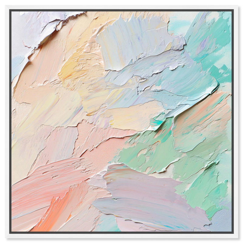 Flowing Mousse III Canvas Textured Digital by Art Remedy, 13'' H x 13'' W, White Floater Framed