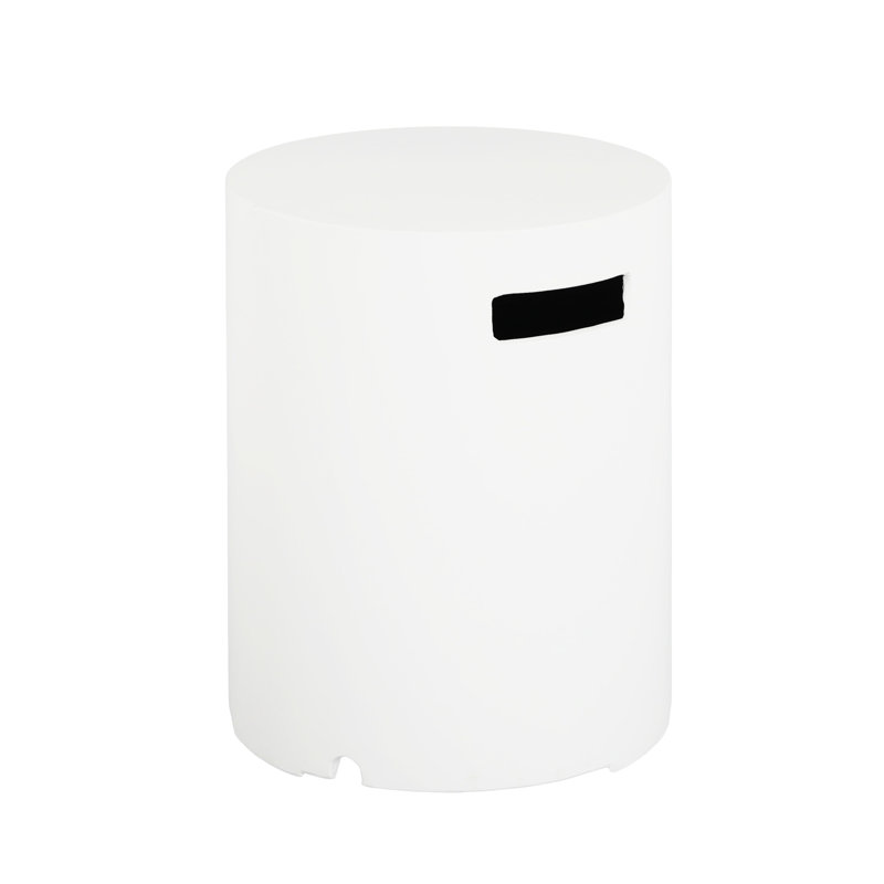 16X20 Inch White Side Table For Tank Holder Role, Lightweight And Decorative Outdoor Decor Ready Use