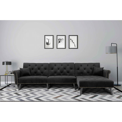 Velvet L-Shaped Sectional Reversible