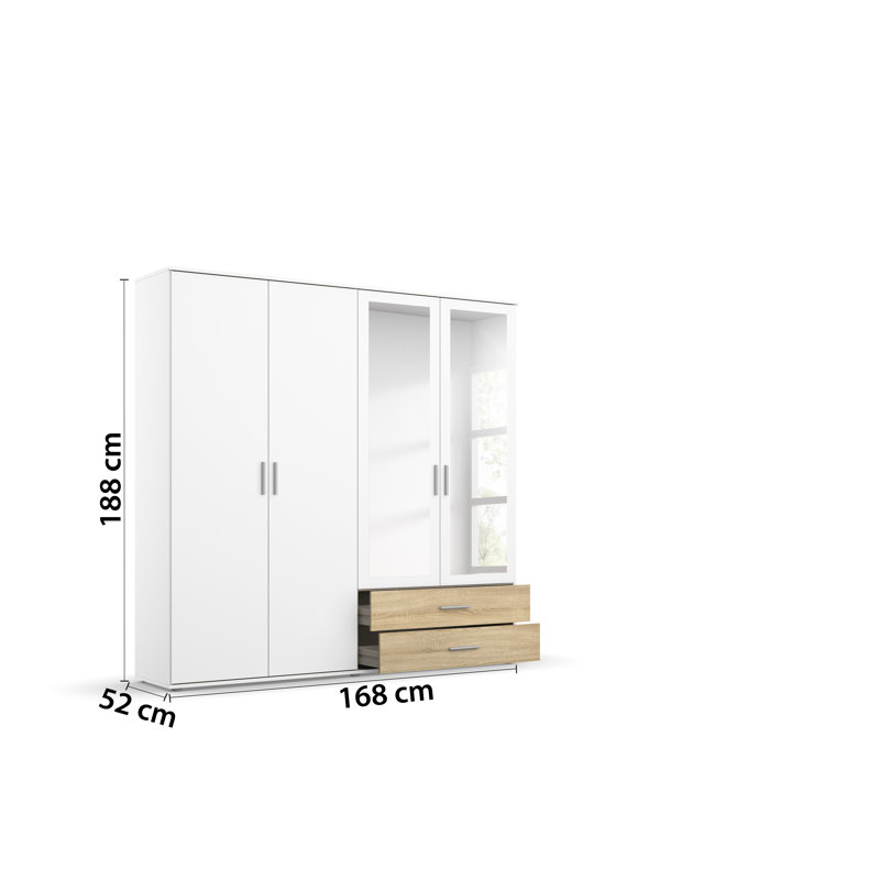 Rasant 4 Door Wardrobe, Alpine White/Sonoma Oak