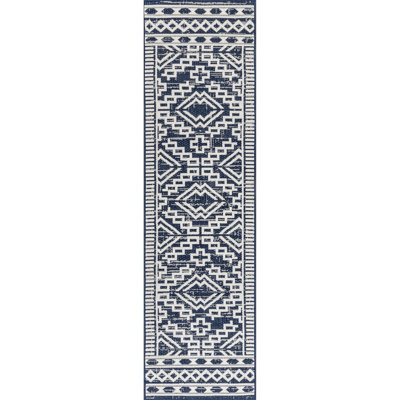 Kailob Southwestern Navy Indoor / Outdoor Area Rug