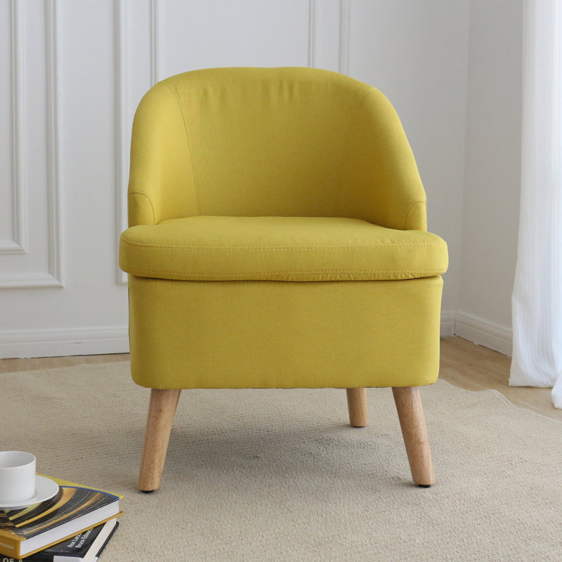 Fauteuil demi-tonneau de 22 po Emra, Mélange de lin jaune