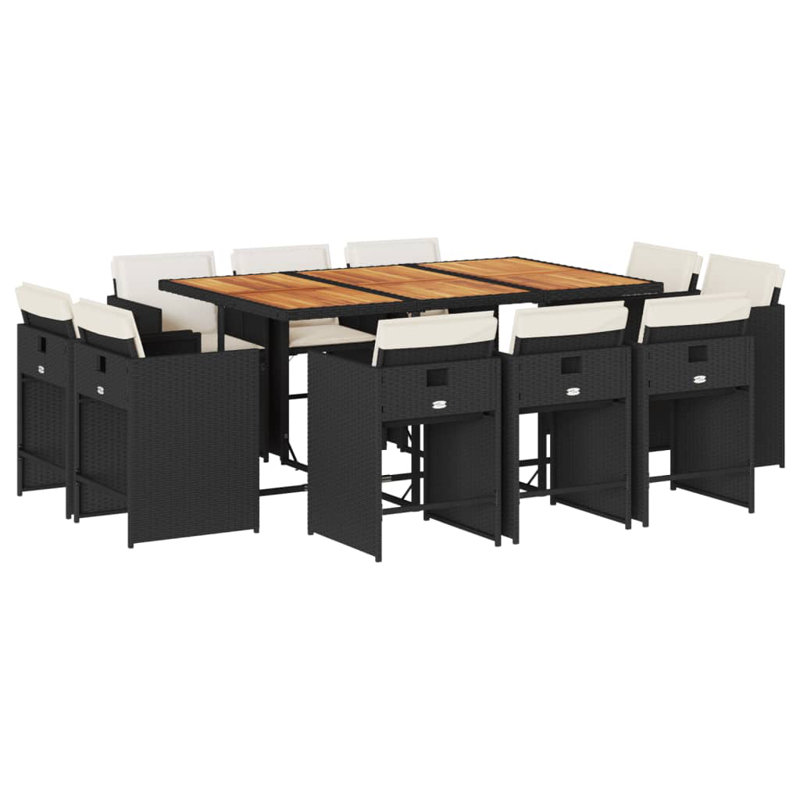  Patio Dining Set Set Of 10 Black, Brown, Cream White