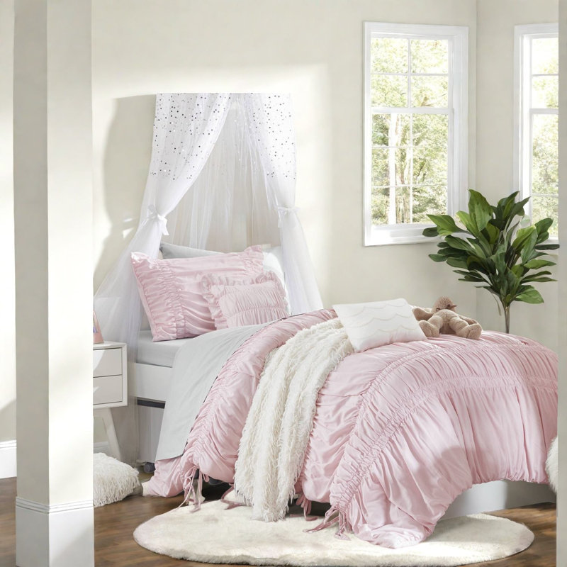 Ensembles de literie rose champêtre français, ensemble d'édredon simple TG en microfibre