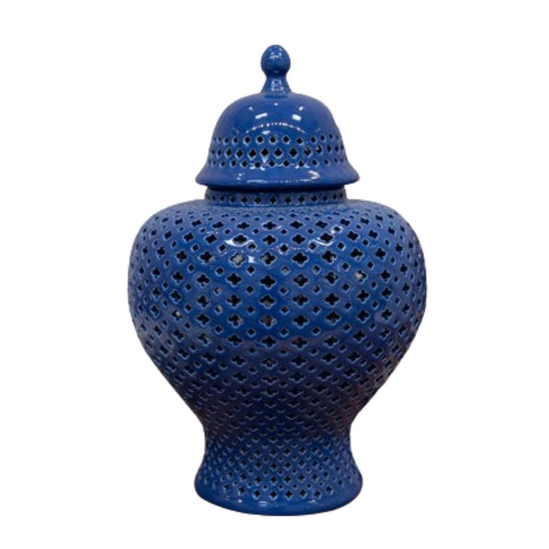 Pot de gingembre / temple en céramique, Bleu