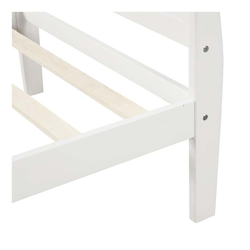 Lit plateforme avec base de lit en bois et lit-bateau, Blanc