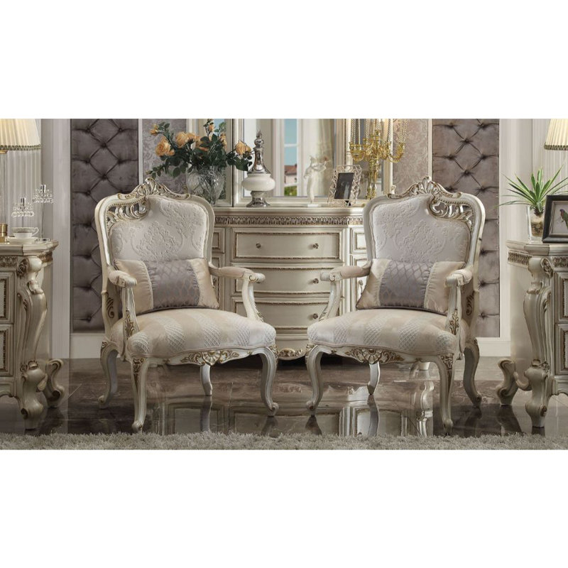 Cassville Beige Upholstered Armchair with Cabriole Legs