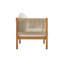Ensemble de canapés d'extérieur 4 pièces avec structure en bois d'acacia d'aspect teck, panneaux de corde beige et coussins crème