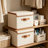 2 Pack Storage Bins With Lids, Collapsible Closet Organizer Container, Fabric Organizer Box With Handles, Decorative Storage Boxes With Lids For Organizing Clothes, Blanket, White, Extra Large-206376702