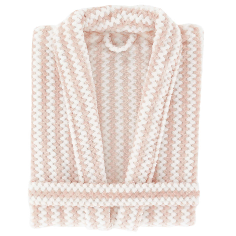 Bubble Stripe Fleece Robe, Blue, 52" L