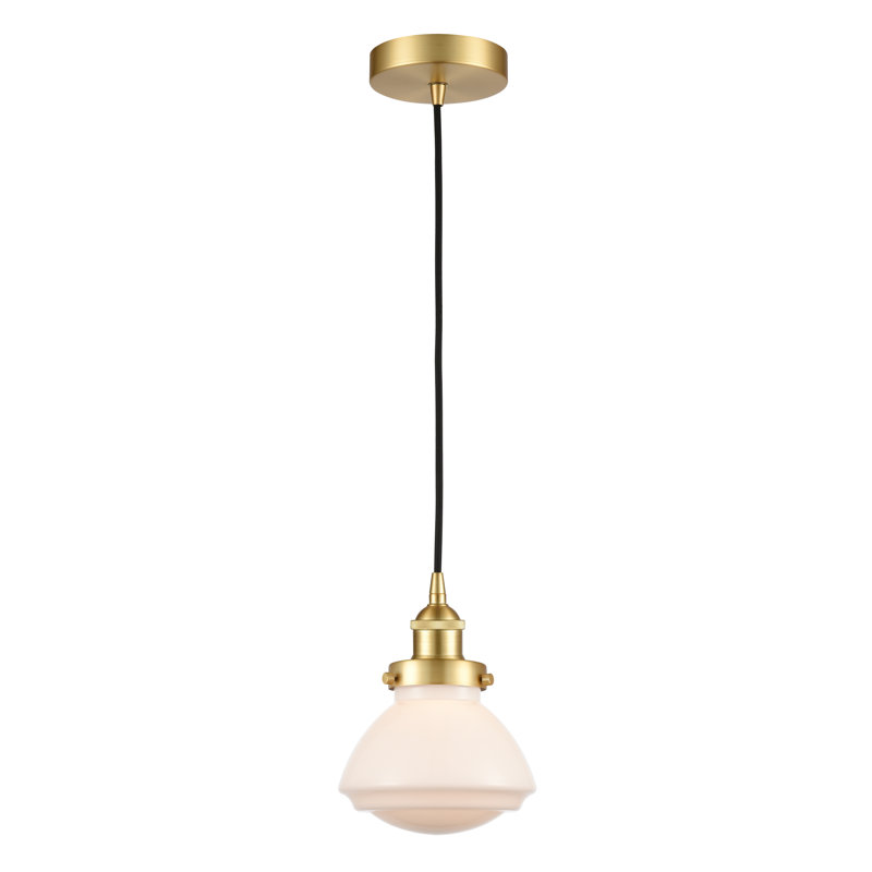 Luminaire suspendu en forme de cloche à 1 lumière Caille, Blanc, Or satiné