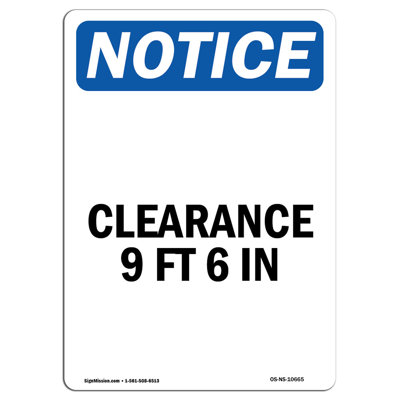 Clearance 9 Ft 6 in Sign