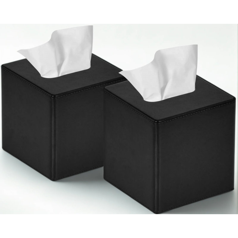 Ensemble de 2 boîtes à mouchoirs en cuir de première qualité en PU, support carré avec fermeture magnétique pour décor de salle de bain, de chambre à coucher et de bureau