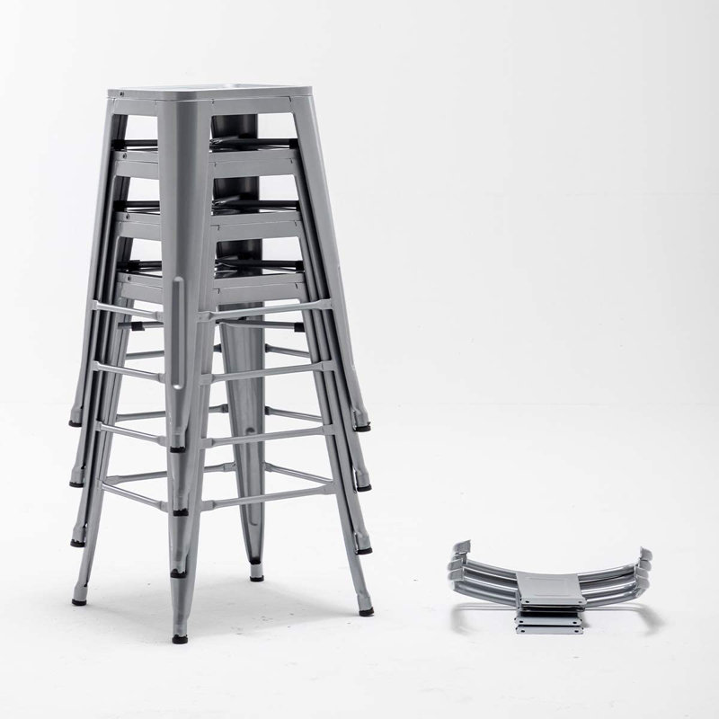 Devan Counter Stool with Metal Frame, Silver, Bar Stool (30" Seat Height)