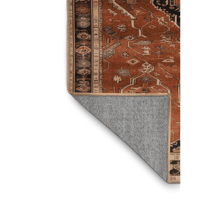 Tapis brun lavable à la machine, Carré 7 pi
