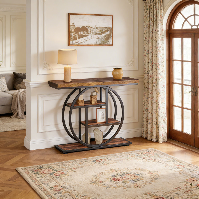 Console industrielle 41,3 ", canapé à 4 niveaux avec structure circulaire en métal