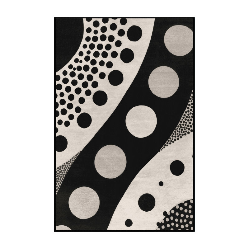 Machine Washable Paulett Casual Moroccan Rug in Gray – Black Binding, 7 x 10