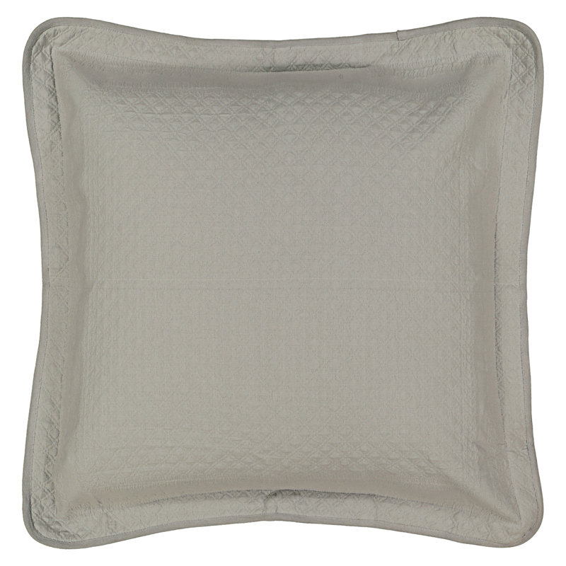 Matelasse Square Cotton Pillow Cover, Gray, 26"H x 26"W
