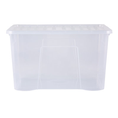 Wham Crystal 102L Plastic Storage Box Pack of 4 Clear