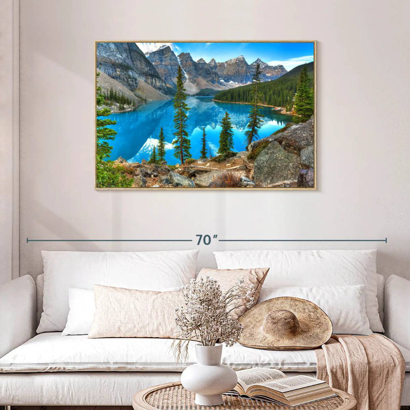 Moraine à Banff, Cadre flottant en bois naturel, 43 po x 29 po