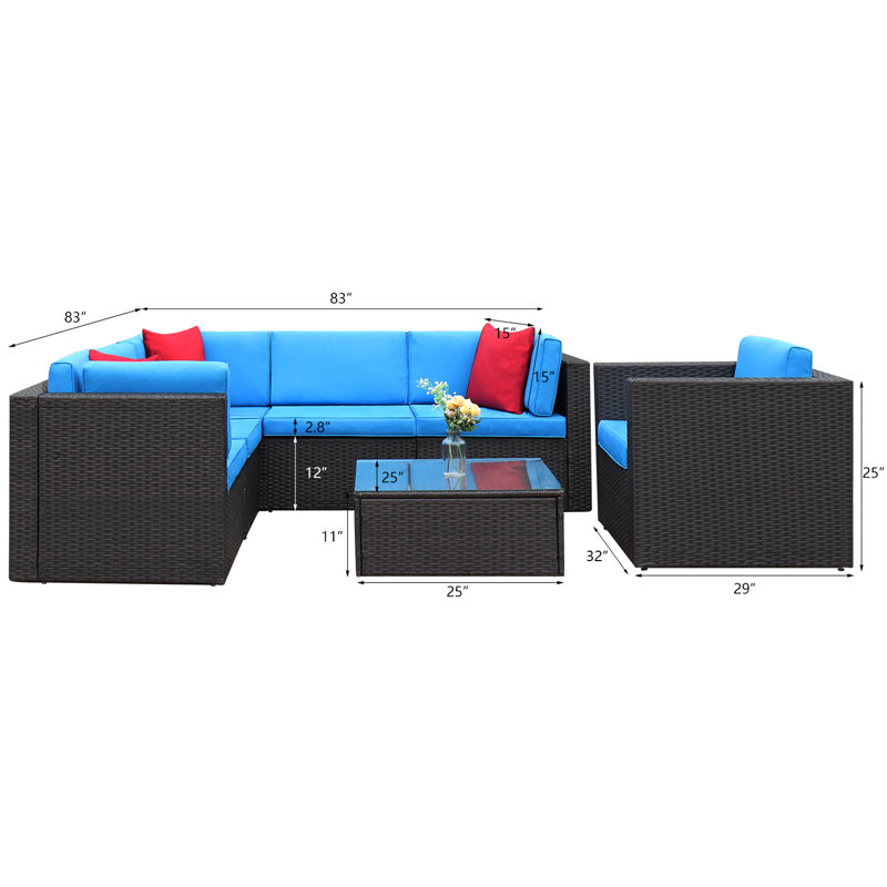 Tuscarora 6 - Person Modular Patio Conversation Set with Cushions