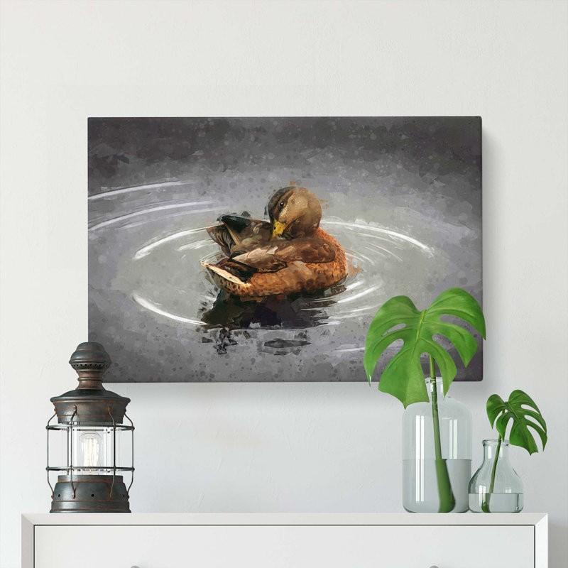 Duck Preening Its Feathers In Abstract - Wrapped Canvas Print, 50cm H x 76cm W x 3cm D