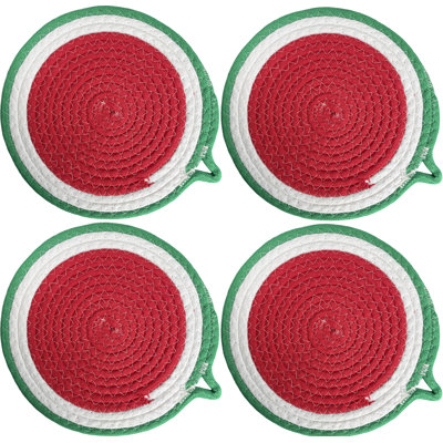 Polyester Round 4 Piece Trivet Set
