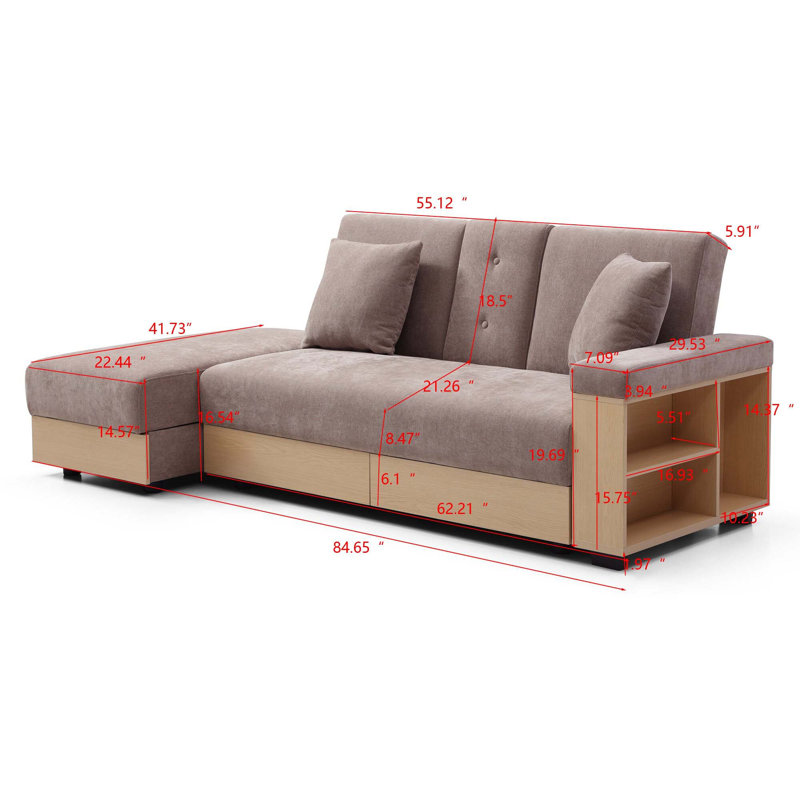 Multifunctional Convertible Sofa with Storage and Versatile Features for Any Space, Light Brown