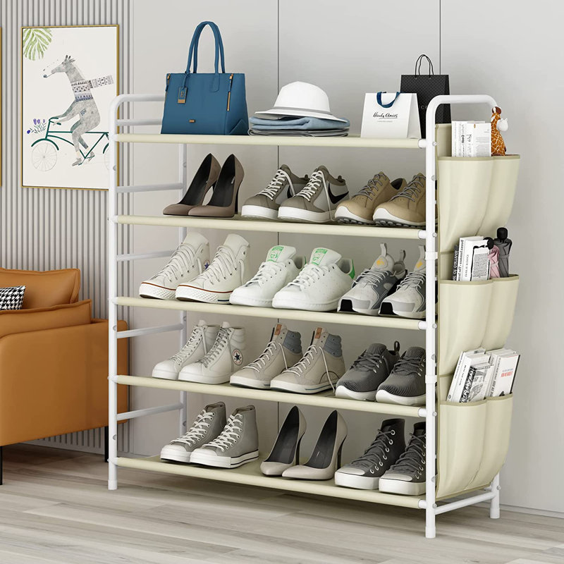 20 Pair Stackable Shoe Rack, Beige