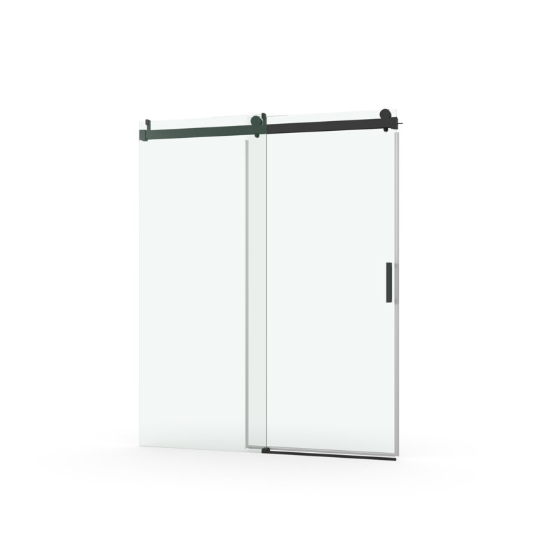 60'' Matte Black Frameless Sliding Shower Door with Clear Glass