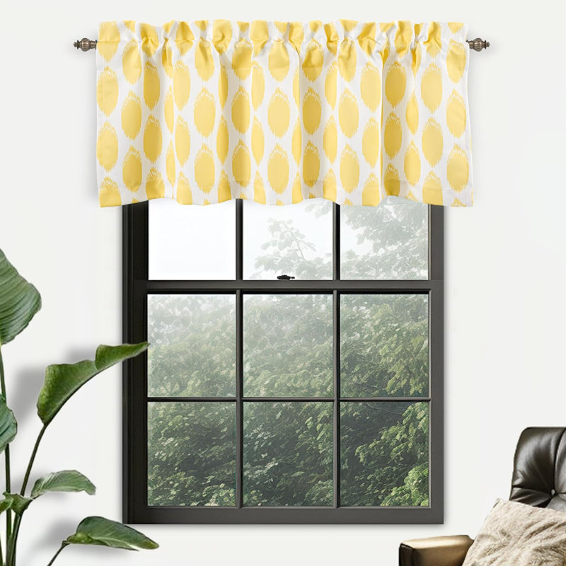 Yellow Geometric Polka Dot Rod Pocket Window Valance