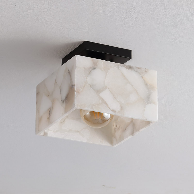 Dereham Semi Flush Mount, Matte Black, 6.75" H x 8" W x 8" D
